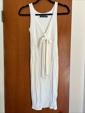 Naked Wardrobe Cream Tie-Front Midi Tank Dress — Never Worn